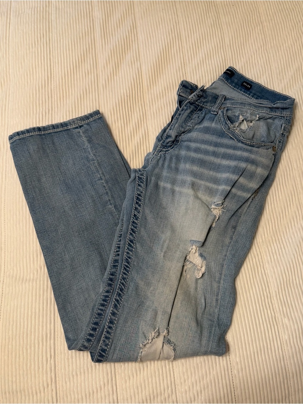 BKE Jake Straight Distressed Jeans Men’s 32x34 Light Wash
